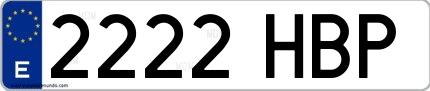 Ejemplo de matrícula española 2222 HBP