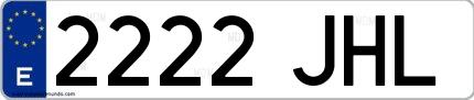Ejemplo de matrícula española 2222 JHL