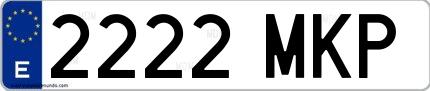 Ejemplo de matrícula española 2222 MKP