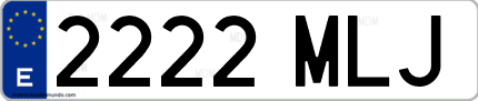 Ejemplo de matrícula de coche ordinaria 2222 MLJ