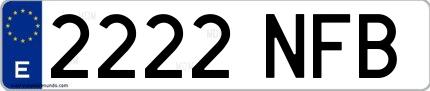 Ejemplo de matrícula española 2222 NFB