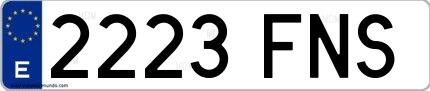 Ejemplo de matrícula española 2223 FNS