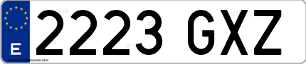 Ejemplo de matrícula de coche ordinaria 2223 GXZ