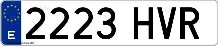 Ejemplo de matrícula española 2223 HVR
