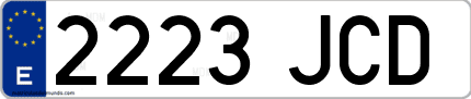 Ejemplo de matrícula de coche ordinaria 2223 JCD
