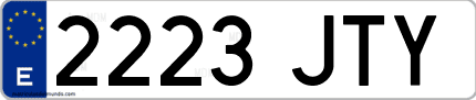 Ejemplo de matrícula de coche ordinaria 2223 JTY