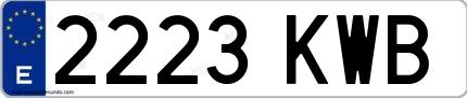 Ejemplo de matrícula española 2223 KWB
