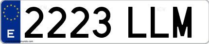 Ejemplo de matrícula de coche ordinaria 2223 LLM