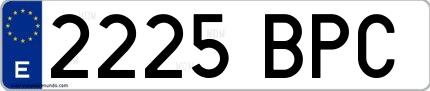 Ejemplo de matrícula española 2225 BPC