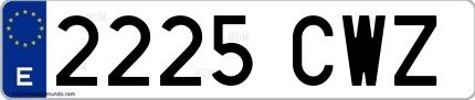 Ejemplo de matrícula española 2225 CWZ