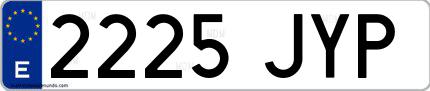 Ejemplo de matrícula española 2225 JYP