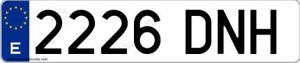 Ejemplo de matrícula de coche ordinaria 2226 DNH