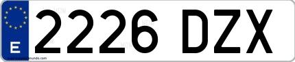 Ejemplo de matrícula de coche ordinaria 2226 DZX
