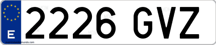 Ejemplo de matrícula de coche ordinaria 2226 GVZ