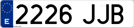 Ejemplo de matrícula de coche ordinaria 2226 JJB