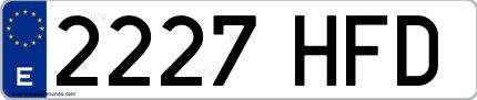 Ejemplo de matrícula española 2227 HFD