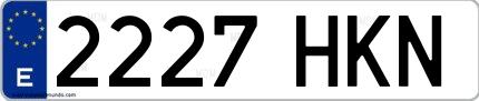 Ejemplo de matrícula española 2227 HKN