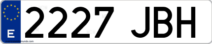 Ejemplo de matrícula de coche ordinaria 2227 JBH