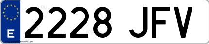 Ejemplo de matrícula española 2228 JFV