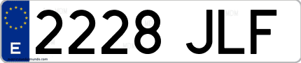 Ejemplo de matrícula de coche ordinaria 2228 JLF