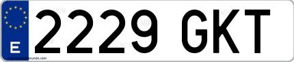 Ejemplo de matrícula española 2229 GKT