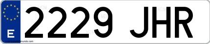 Ejemplo de matrícula española 2229 JHR