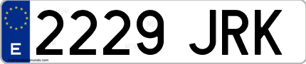 Ejemplo de matrícula de coche ordinaria 2229 JRK