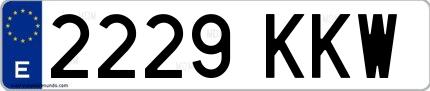 Ejemplo de matrícula española 2229 KKW