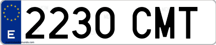 Ejemplo de matrícula de coche ordinaria 2230 CMT