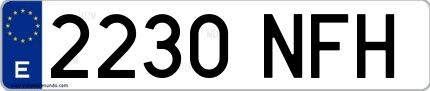 Ejemplo de matrícula española 2230 NFH