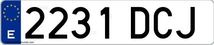 Ejemplo de matrícula española 2231 DCJ