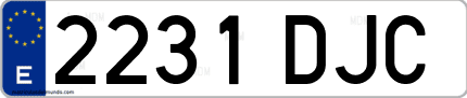 Ejemplo de matrícula de coche ordinaria 2231 DJC