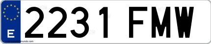 Ejemplo de matrícula española 2231 FMW