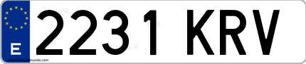 Ejemplo de matrícula de coche ordinaria 2231 KRV