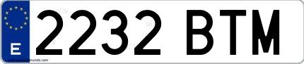 Ejemplo de matrícula española 2232 BTM