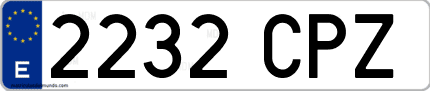 Ejemplo de matrícula de coche ordinaria 2232 CPZ