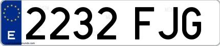 Ejemplo de matrícula española 2232 FJG