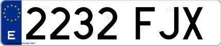 Ejemplo de matrícula de coche ordinaria 2232 FJX