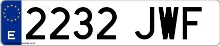 Ejemplo de matrícula española 2232 JWF