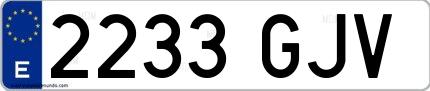 Ejemplo de matrícula española 2233 GJV