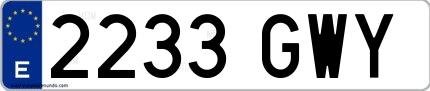 Ejemplo de matrícula española 2233 GWY