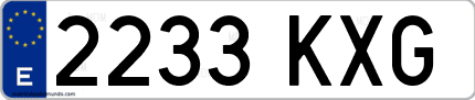 Ejemplo de matrícula de coche ordinaria 2233 KXG