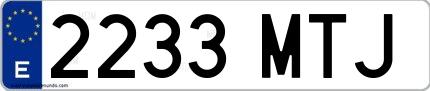 Ejemplo de matrícula española 2233 MTJ
