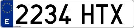 Ejemplo de matrícula española 2234 HTX