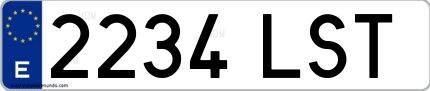 Ejemplo de matrícula española 2234 LST