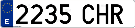 Ejemplo de matrícula de coche ordinaria 2235 CHR