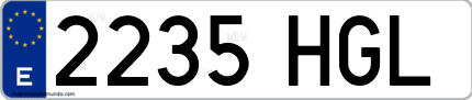 Ejemplo de matrícula de coche ordinaria 2235 HGL