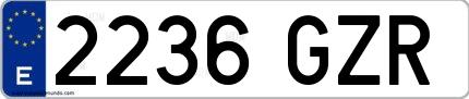 Ejemplo de matrícula española 2236 GZR