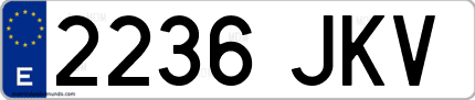 Ejemplo de matrícula de coche ordinaria 2236 JKV