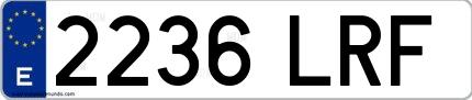 Ejemplo de matrícula española 2236 LRF